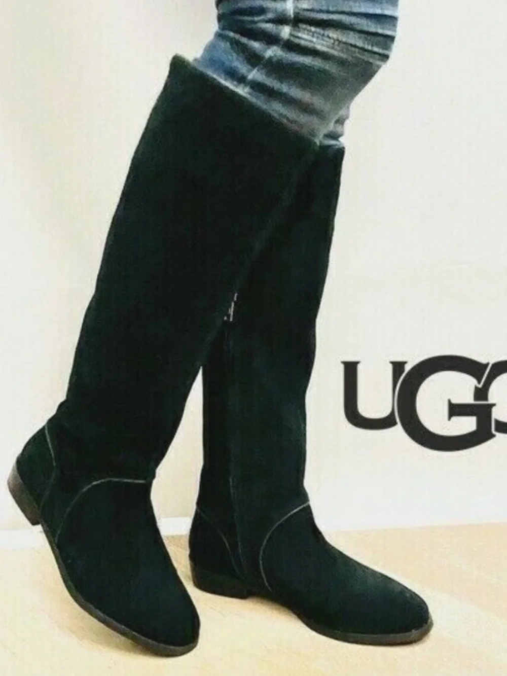 UGG Gracen Black Suede Tall Riding Boots Knee High 8.5 Cute Fall Winter Everyday